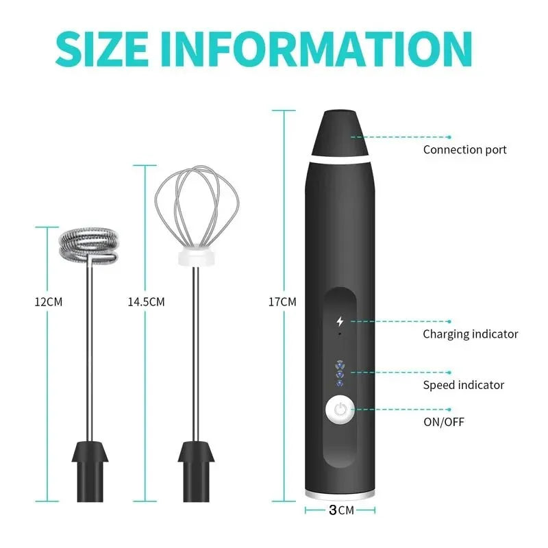 USB Rechargeable Handheld Milk Frother 3-Speed Whisk product image 5