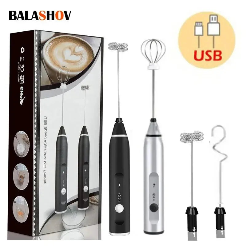 USB Rechargeable Handheld Milk Frother 3-Speed Whisk product image 1