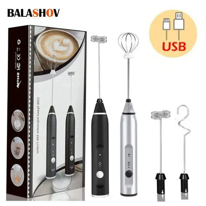 USB Rechargeable Handheld Milk Frother 3-Speed Whisk product image 1