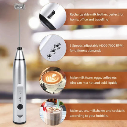 USB Rechargeable Handheld Milk Frother 3-Speed Whisk product image 4