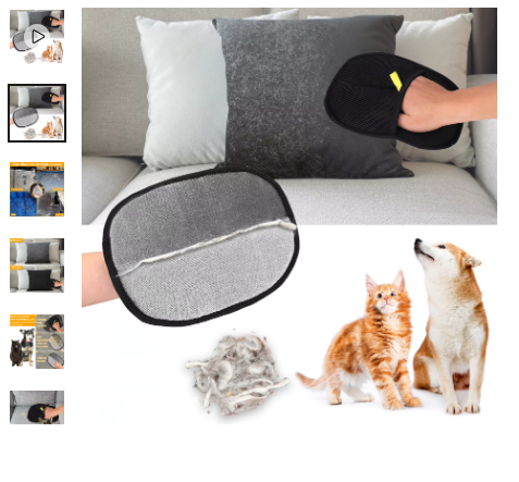 Reusable electrostatic pet hair remover glove for cats and dogs