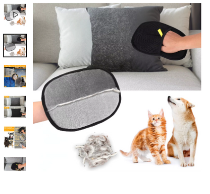 Reusable electrostatic pet hair remover glove for cats and dogs
