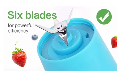 USB rechargeable personal blender with six blades